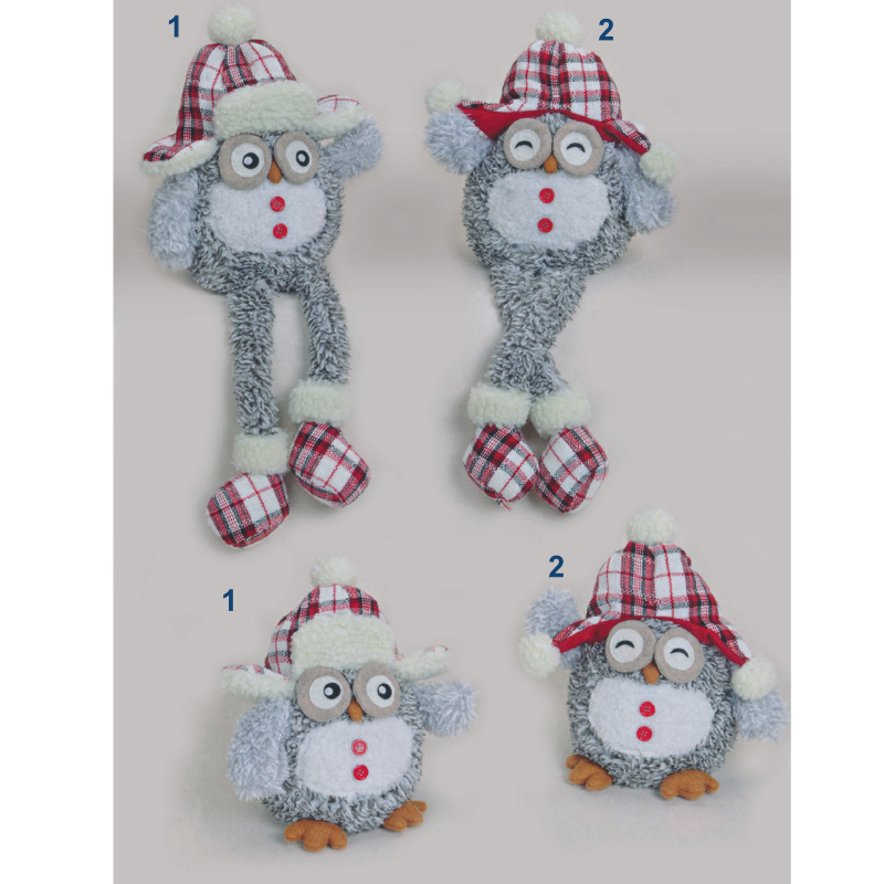 Kantenhocker-Eule “Winterland” und sitzend